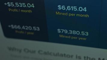 Cryptocurrency mining on a computer screen. The algorithm of the computer program on the monitor. Execution of the program code for the mining program. Pop-up lines of a computer program. video