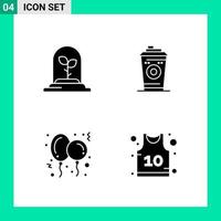 Pack of 4 Solid Style Icon Set Glyph Symbols for print Creative Signs Isolated on White Background 4 Icon Set vector