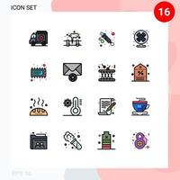 conjunto de 16 iconos de interfaz de usuario modernos símbolos signos para dispositivo ic componente de pistola de agua ventilador elementos de diseño de vectores creativos editables