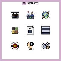 paquete de iconos de vector de stock de 9 signos y símbolos de línea para documento de bloqueo fórmula de bebé calcular elementos de diseño de vector editables