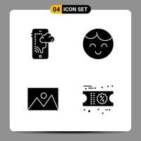 4 Black Icon Pack Glyph Symbols Signs for Responsive designs on white background 4 Icons Set vector