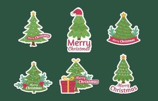 Christmas Tree Greeting Stickers vector