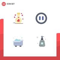 Pack of 4 creative Flat Icons of flask child wedding pause bottle Editable Vector Design Elements