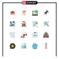 Group of 16 Flat Colors Signs and Symbols for bus setting digital advertising preference call Editable Pack of Creative Vector Design Elements