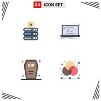 4 Creative Icons Modern Signs and Symbols of data casket storage link death Editable Vector Design Elements