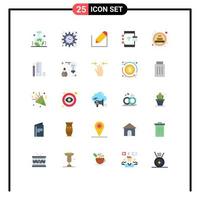 Mobile Interface Flat Color Set of 25 Pictograms of cab develop pencil coding app Editable Vector Design Elements