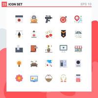 Set of 25 Modern UI Icons Symbols Signs for location center setting bulls eye tool Editable Vector Design Elements