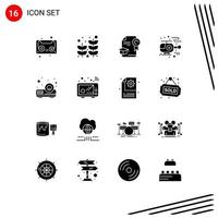 Solid Glyph Pack of 16 Universal Symbols of connect presentation education beamer helicopter Editable Vector Design Elements