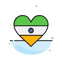 Indian Flag Heart Heart flag Abstract Flat Color Icon Template vector