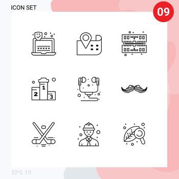 9 Thematic Vector Outlines and Editable Symbols of headset hardware ram computer won Editable Vector Design Elements