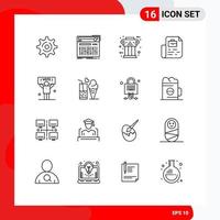 16 User Interface Outline Pack of modern Signs and Symbols of campaign file greek job history Editable Vector Design Elements