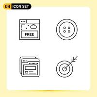 Set of 4 Modern UI Icons Symbols Signs for access help technology page dart Editable Vector Design Elements