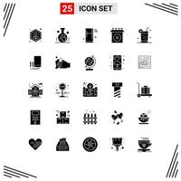 Pack of 25 Modern Solid Glyphs Signs and Symbols for Web Print Media such as healthy product internet install wifi Editable Vector Design Elements