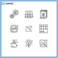 9 Creative Icons Modern Signs and Symbols of down no smoke app place fire Editable Vector Design Elements