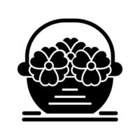 icono de vector de cesta de flores