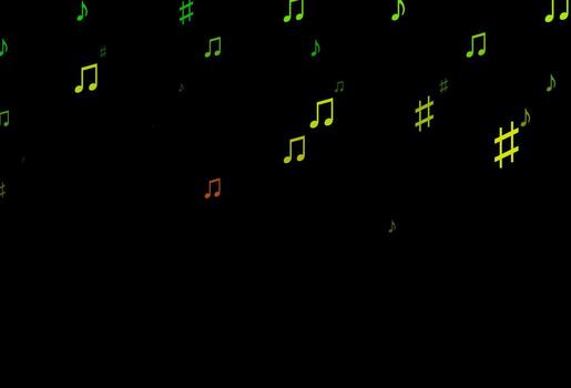 Dark Green, Red vector pattern with music elements.