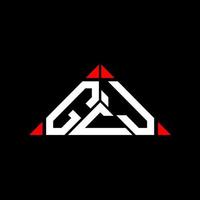 GCJ letter logo creative design with vector graphic, GCJ simple and modern logo in round triangle shape.