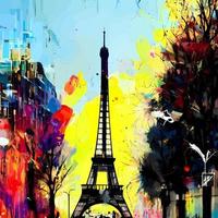 grunge, torre eiffel, parís, calle, escena vector