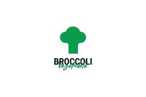 Flat broccoli vegetable logo design vector template illustration