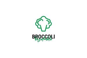 Ilustración de plantilla de vector de diseño de logotipo vegetal de brócoli plano