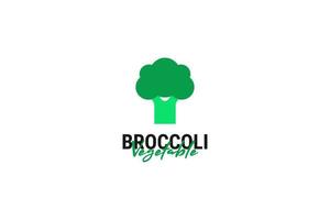 Flat broccoli vegetable logo design vector template illustration