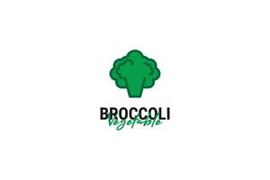 Ilustración de plantilla de vector de diseño de logotipo vegetal de brócoli plano