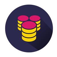 isolated database icon with long shadow vector