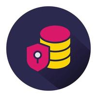 database protection icon. isolated background with long shadow vector