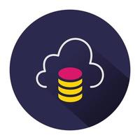 Cloud Data icon. isolated background with long shadow vector