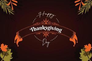 Happy Thanksgiving banner with autumn leaves background. vector