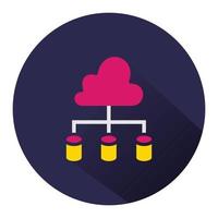 Cloud Data icon. isolated background with long shadow vector
