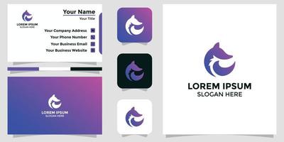 wolf design logo and branding card vector