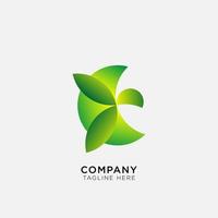 Semicircle logo template with nice natural leaf icon vector