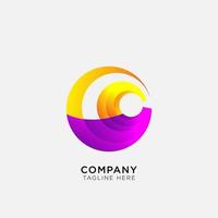 Round logo template with color gradient vector