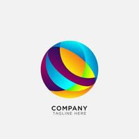 Round logo template with color gradient vector