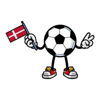 football soccer mascot holding denmark flag vector