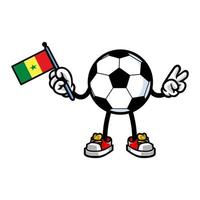 mascota de fútbol con bandera de senegal vector