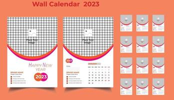 plantilla de calendario de pared 2023, calendario de pared 2023, diseño de calendario de pared, calendario de año nuevo 2023 vector