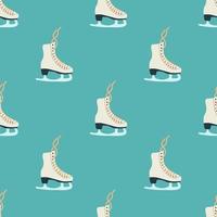 Ice skates seamless pattern. Christmas collection. Flat vector illustration of a unicorn heart