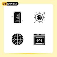 4 Creative Icons Modern Signs and Symbols of bathroom globe fitness sun file Editable Vector Design Elements