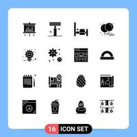 Pictogram Set of 16 Simple Solid Glyphs of astronaut light bedroom web celebration Editable Vector Design Elements