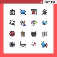 Universal Icon Symbols Group of 16 Modern Flat Color Filled Lines of degradation water presentation park rocket Editable Creative Vector Design Elements