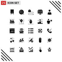 Universal Icon Symbols Group of 25 Modern Solid Glyphs of interface link construction internet domain Editable Vector Design Elements