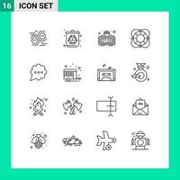 Set of 16 Vector Outlines on Grid for bubble outline waste lifeguard essentials Editable Vector Design Elements