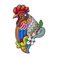 Colorful Rooster mandala arts isolated on white background vector