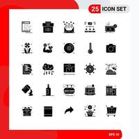 Set of 25 Modern UI Icons Symbols Signs for project team economy letter communication Editable Vector Design Elements