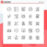 Set of 25 Modern UI Icons Symbols Signs for work idea document business cd Editable Vector Design Elements