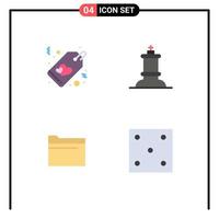 4 Creative Icons Modern Signs and Symbols of heart data tag king dice Editable Vector Design Elements