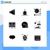 Universal Icon Symbols Group of 9 Modern Solid Glyphs of interaction communication snooker chat marketing Editable Vector Design Elements