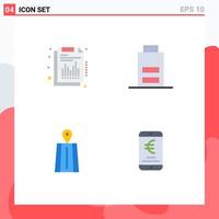 Pack of 4 creative Flat Icons of annual road report low mobile Editable Vector Design Elements